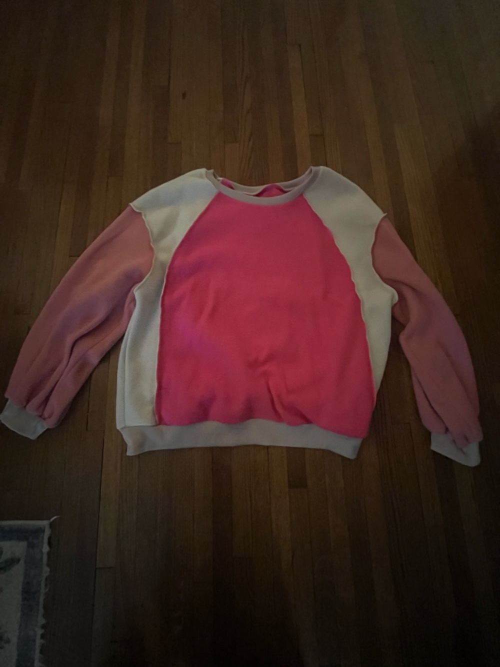 SHEIN Pink and Cream Colorblock Sweatshirt
